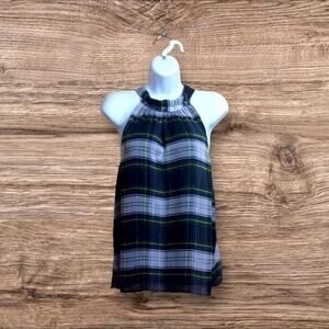 NWT J.Crew plaid halter top. 12P petite blue.